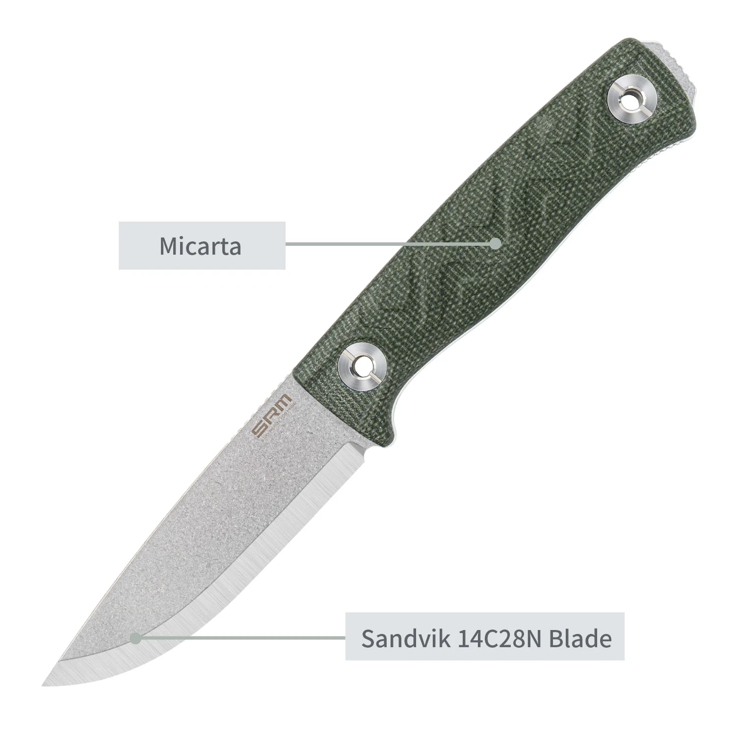 SRM Bushcut 702T-MP (3.89" 14C28N Blade, Micarta Handle) - Image 3