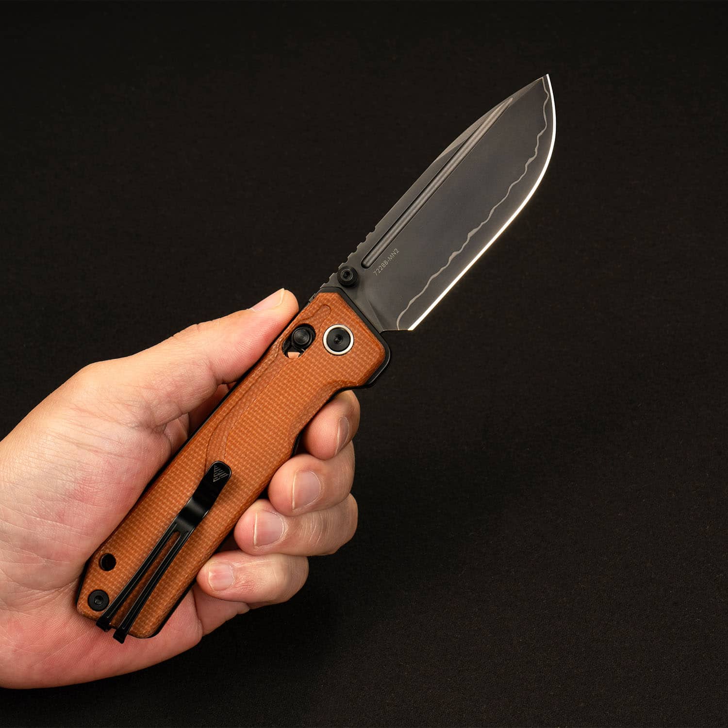 SRM Rubik 7228B-MN2 (3.43” Laminated 140Cr Steel Blade, Micarta Handle) - Image 4