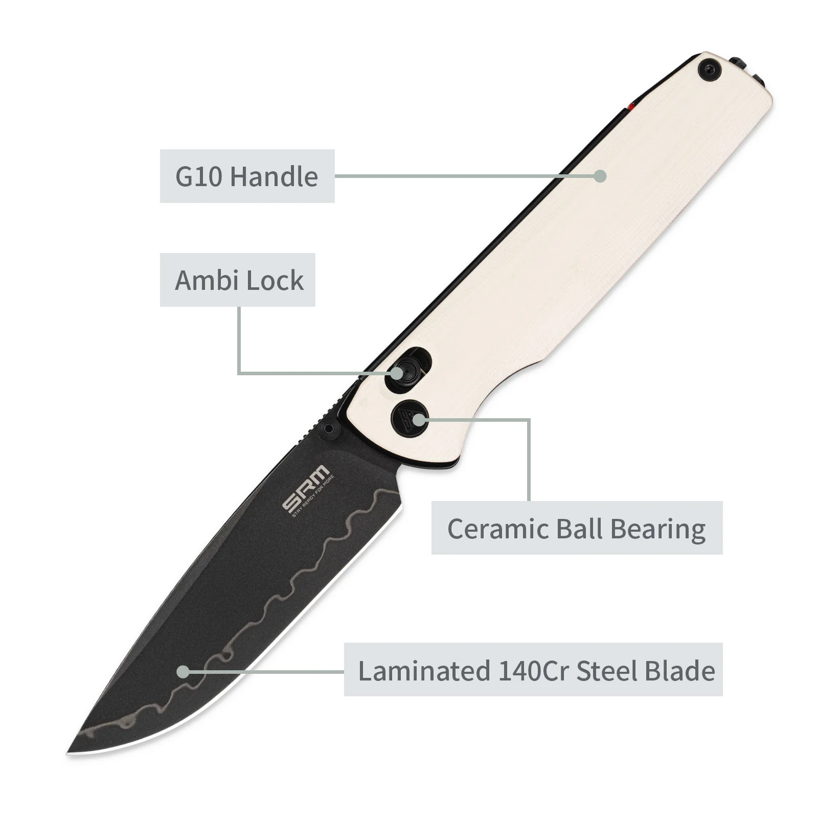 SRM Terrier 258L-GT2 (3.65" Laminated 140Cr Blade, G10 Handle) - Image 3