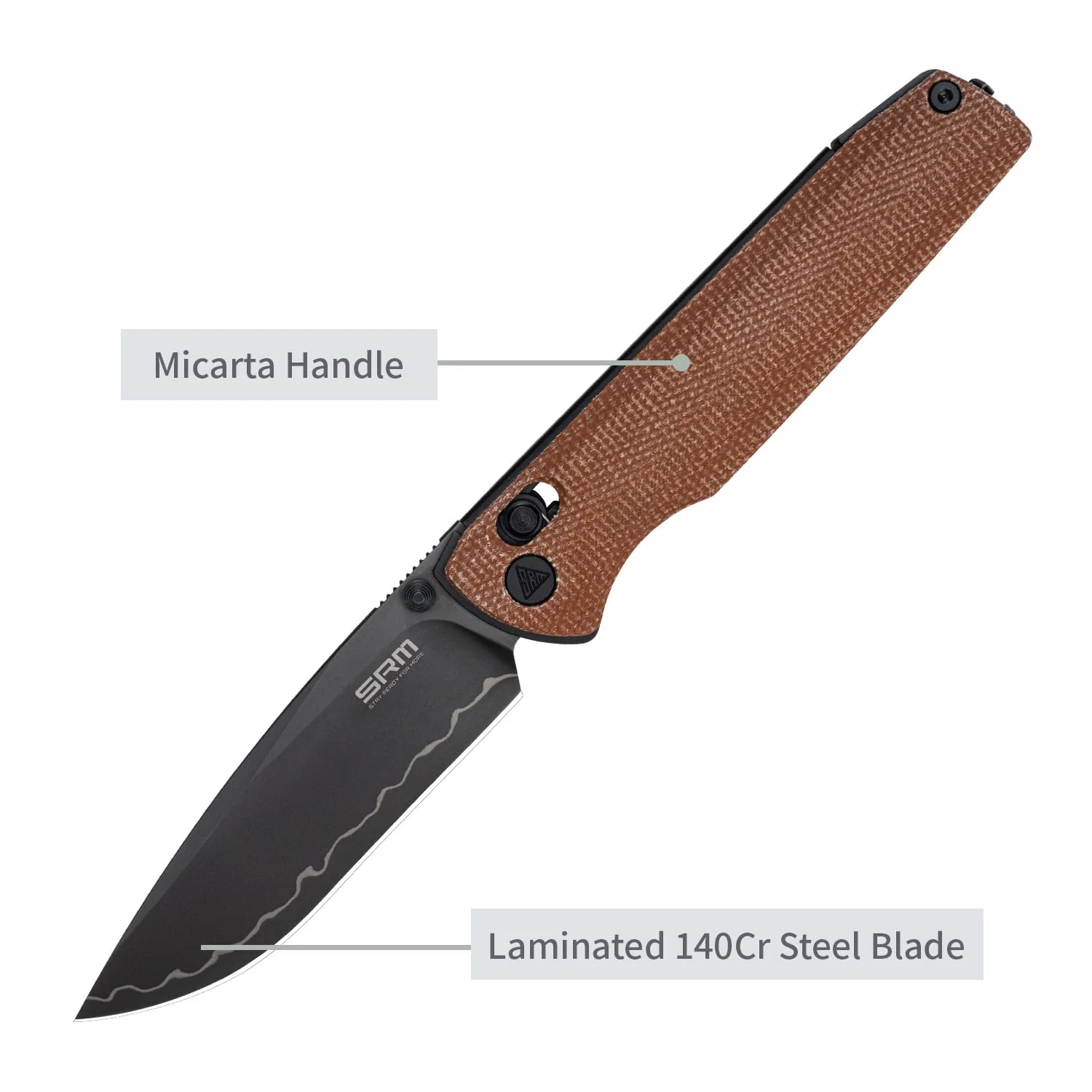 SRM Terrier 258L-MN2 (3.65" Laminated 140Cr Blade, Micarta Handle) - Image 6