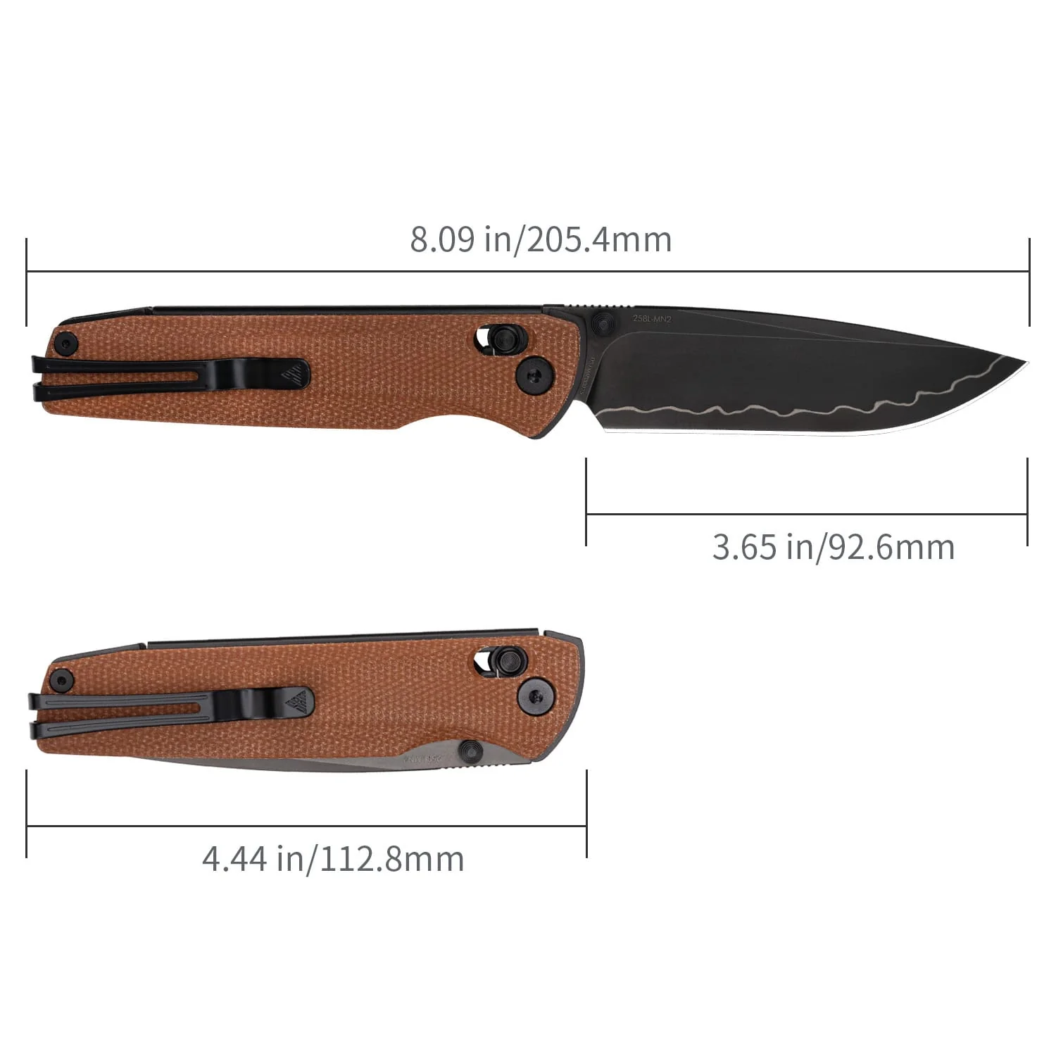 SRM Terrier 258L-MN2 (3.65" Laminated 140Cr Blade, Micarta Handle) - Image 7